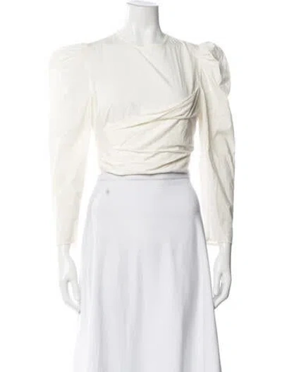 Pre-owned Ulla Johnson Crew Neck Long Sleeve Blouse In Neutral