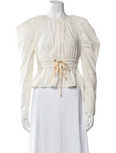 Pre-owned Ulla Johnson Crew Neck Long Sleeve Blouse In Neutrals