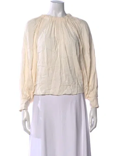 Pre-owned Ulla Johnson Crew Neck Long Sleeve Blouse In Neutrals