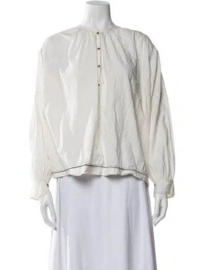 Pre-owned Ulla Johnson Crew Neck Long Sleeve Blouse In Neutrals