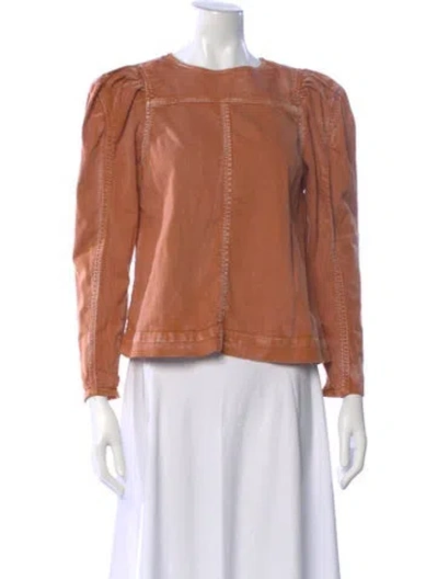 Pre-owned Ulla Johnson Crew Neck Long Sleeve Blouse In Orange