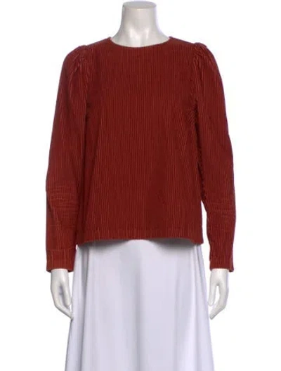 Pre-owned Ulla Johnson Crew Neck Long Sleeve Blouse In Orange