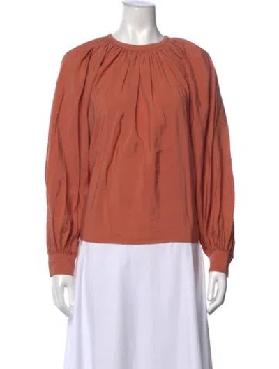 Pre-owned Ulla Johnson Crew Neck Long Sleeve Blouse In Orange