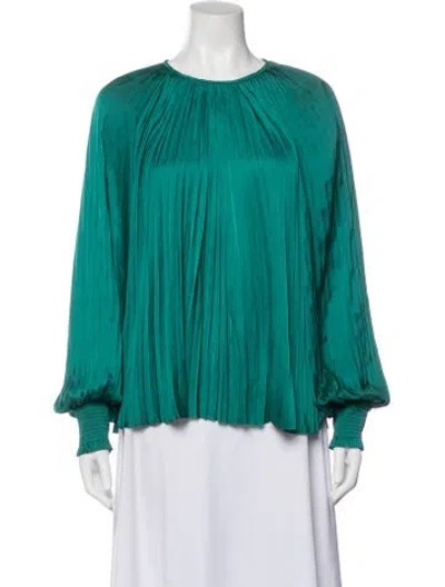Pre-owned Ulla Johnson Crew Neck Long Sleeve Blouse W/ Tags In Green
