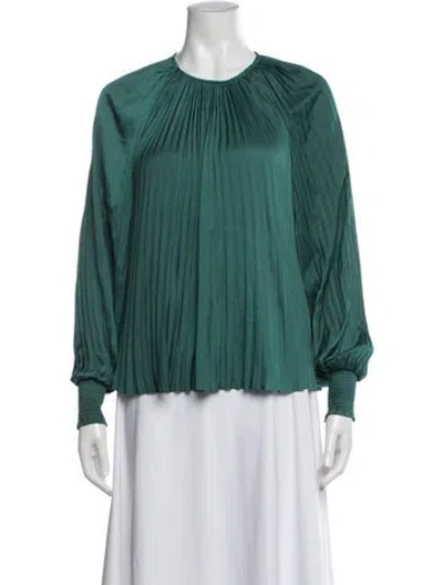 Pre-owned Ulla Johnson Crew Neck Long Sleeve Blouse W/ Tags In Green