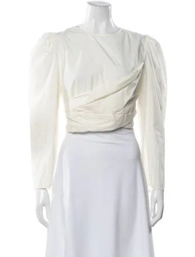 Pre-owned Ulla Johnson Crew Neck Long Sleeve Blouse In White