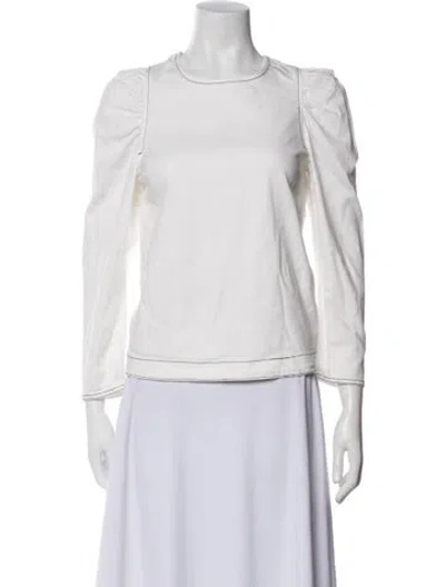 Pre-owned Ulla Johnson Crew Neck Long Sleeve Blouse In White