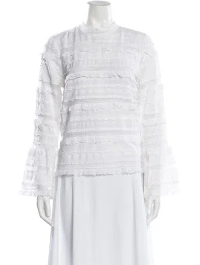 Pre-owned Ulla Johnson Crew Neck Long Sleeve Blouse In White