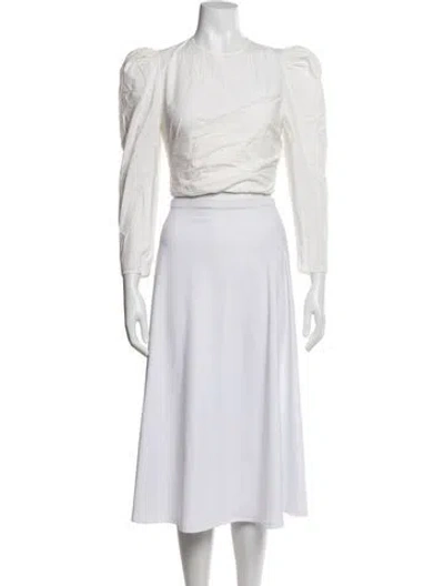 Pre-owned Ulla Johnson Crew Neck Long Sleeve Blouse In White