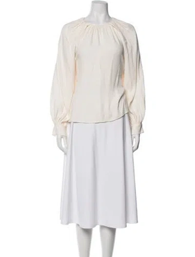 Pre-owned Ulla Johnson Crew Neck Long Sleeve Blouse In White