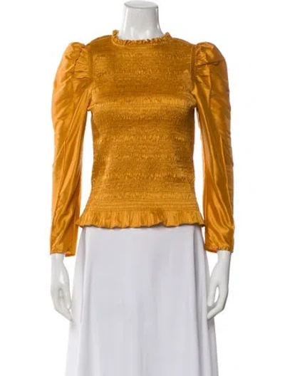 Pre-owned Ulla Johnson Crew Neck Long Sleeve Blouse In Yellow