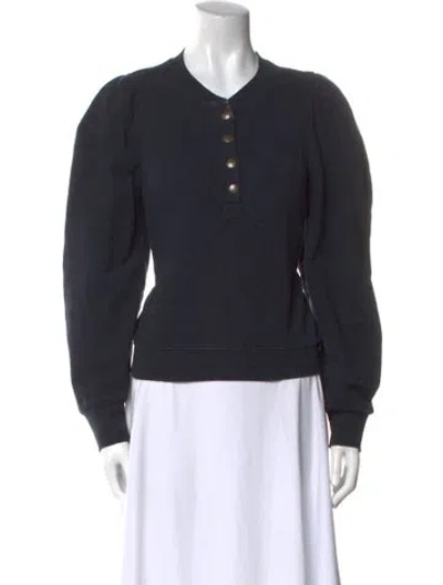 Pre-owned Ulla Johnson Crew Neck Long Sleeve Sweatshirt In Blue