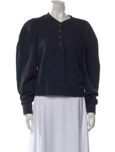 Pre-owned Ulla Johnson Crew Neck Long Sleeve Sweatshirt In Blue