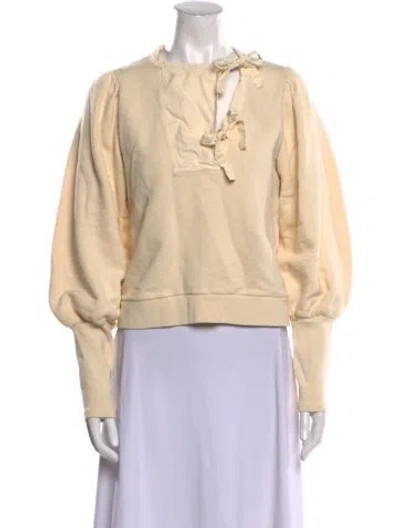 Pre-owned Ulla Johnson Crew Neck Long Sleeve Sweatshirt In White