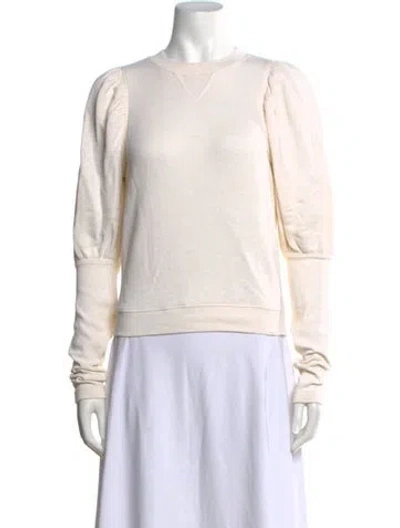 Pre-owned Ulla Johnson Crew Neck Long Sleeve Sweatshirt In White