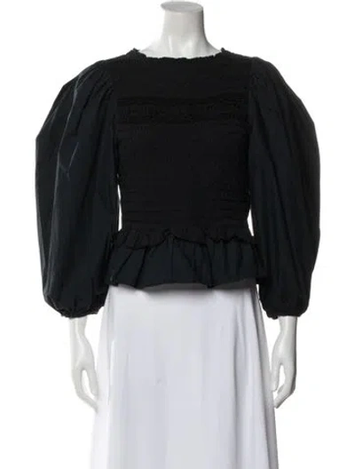 Pre-owned Ulla Johnson Crew Neck Long Sleeve Top In Black