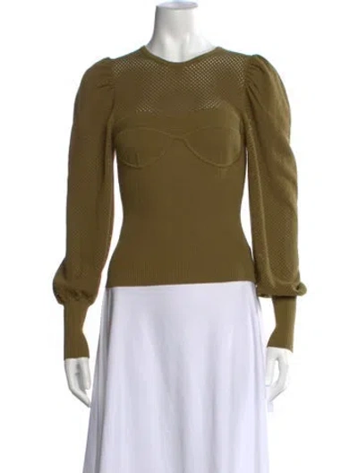 Pre-owned Ulla Johnson Crew Neck Long Sleeve Top In Green