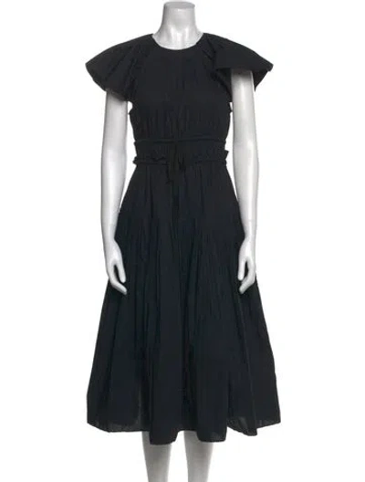 Pre-owned Ulla Johnson Crew Neck Midi Length Dress In Black