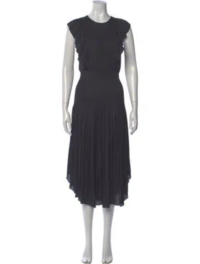 Pre-owned Ulla Johnson Crew Neck Midi Length Dress In Black