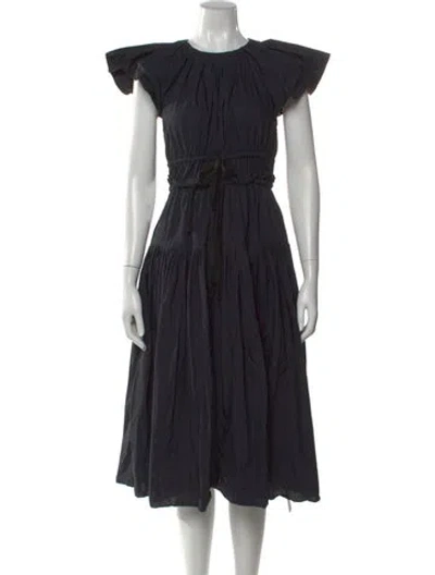 Pre-owned Ulla Johnson Crew Neck Midi Length Dress In Black