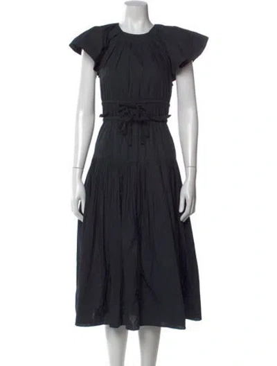 Pre-owned Ulla Johnson Crew Neck Midi Length Dress In Black