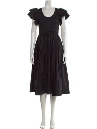 Pre-owned Ulla Johnson Crew Neck Midi Length Dress In Black