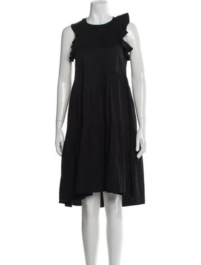 Pre-owned Ulla Johnson Crew Neck Midi Length Dress In Black