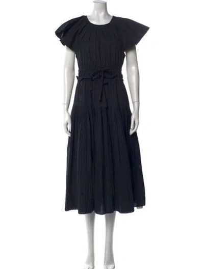 Pre-owned Ulla Johnson Crew Neck Midi Length Dress In Black