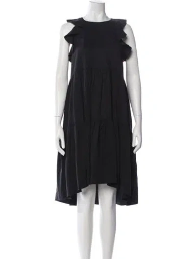 Pre-owned Ulla Johnson Crew Neck Midi Length Dress In Black