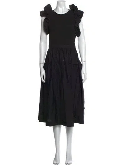 Pre-owned Ulla Johnson Crew Neck Midi Length Dress In Black