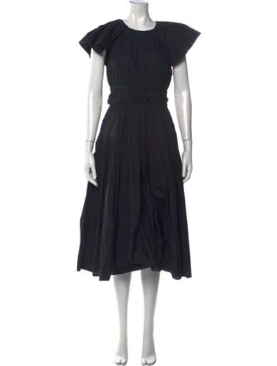 Pre-owned Ulla Johnson Crew Neck Midi Length Dress In Black