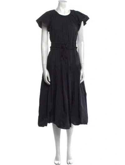 Pre-owned Ulla Johnson Crew Neck Midi Length Dress In Blue