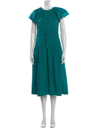 Pre-owned Ulla Johnson Crew Neck Midi Length Dress In Blue