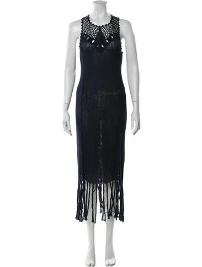 Pre-owned Ulla Johnson Crew Neck Midi Length Dress In Blue