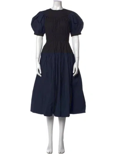 Pre-owned Ulla Johnson Crew Neck Midi Length Dress In Blue