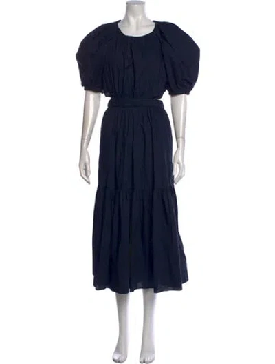 Pre-owned Ulla Johnson Crew Neck Midi Length Dress In Blue