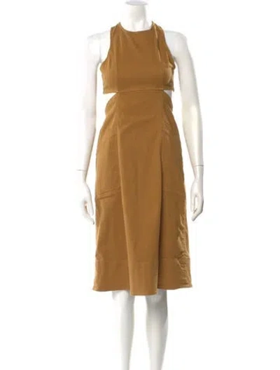Pre-owned Ulla Johnson Crew Neck Midi Length Dress In Brown