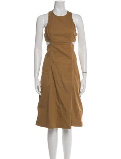 Pre-owned Ulla Johnson Crew Neck Midi Length Dress In Brown