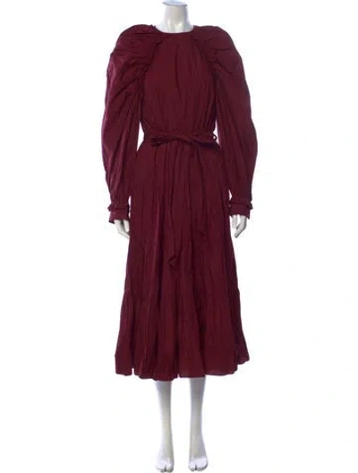 Pre-owned Ulla Johnson Crew Neck Midi Length Dress In Burgundy