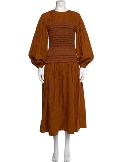 Pre-owned Ulla Johnson Crew Neck Midi Length Dress In Gold