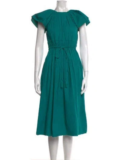Pre-owned Ulla Johnson Crew Neck Midi Length Dress In Green