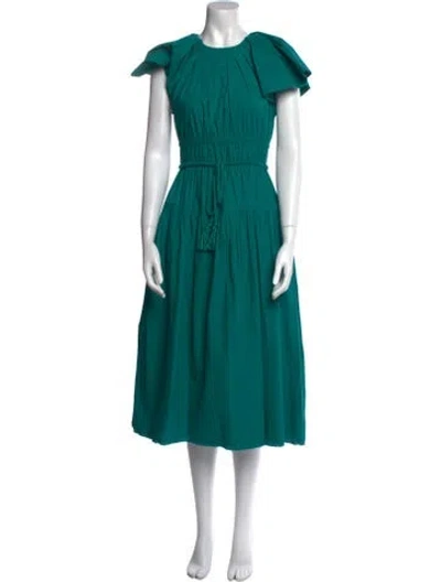 Pre-owned Ulla Johnson Crew Neck Midi Length Dress In Green