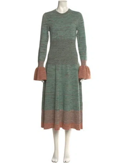 Pre-owned Ulla Johnson Crew Neck Midi Length Dress In Green