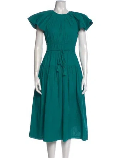 Pre-owned Ulla Johnson Crew Neck Midi Length Dress In Green