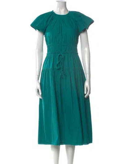 Pre-owned Ulla Johnson Crew Neck Midi Length Dress In Green