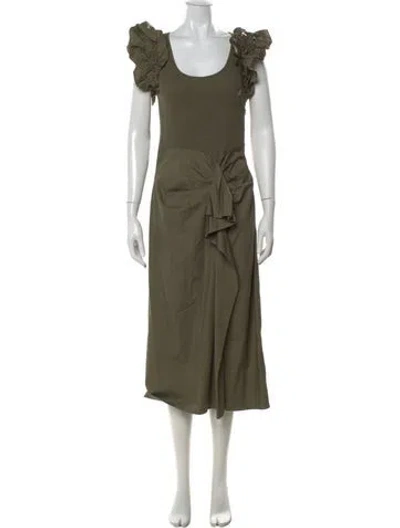 Pre-owned Ulla Johnson Crew Neck Midi Length Dress In Green