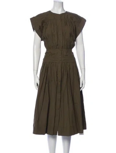 Pre-owned Ulla Johnson Crew Neck Midi Length Dress In Green