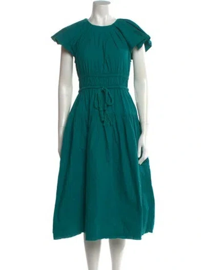 Pre-owned Ulla Johnson Crew Neck Midi Length Dress In Green