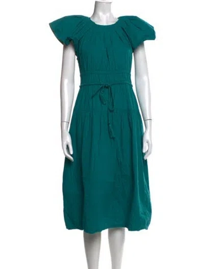 Pre-owned Ulla Johnson Crew Neck Midi Length Dress In Green