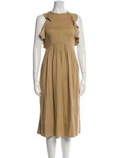 Pre-owned Ulla Johnson Crew Neck Midi Length Dress In Neutral